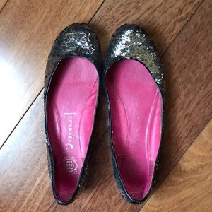 JEFFERY CAMPBELL Silver Sequin Flats